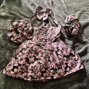 1X POLISHED POISE MINI DRESS Floral Purple and Black Dress Dolls Kill